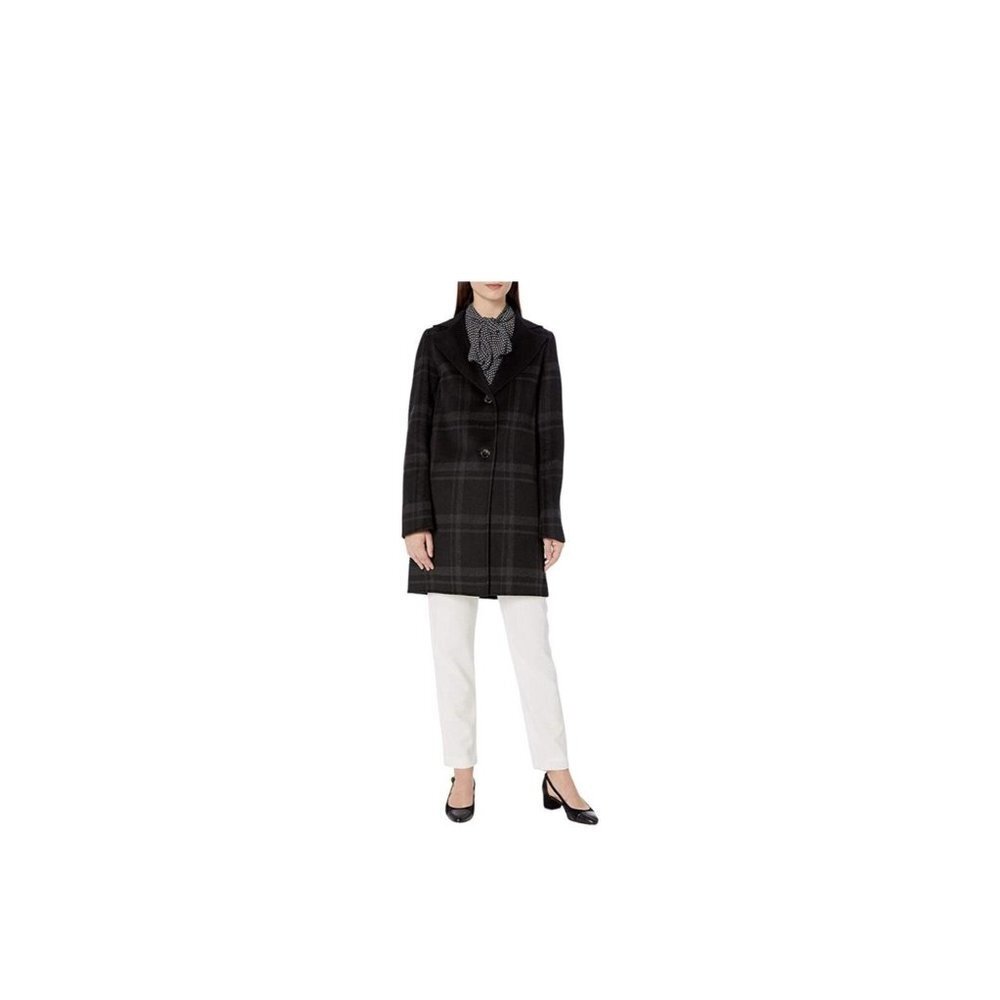 Tahari Womens Wool Blend Two Button Coat Jacket Plaid‎ Size XS